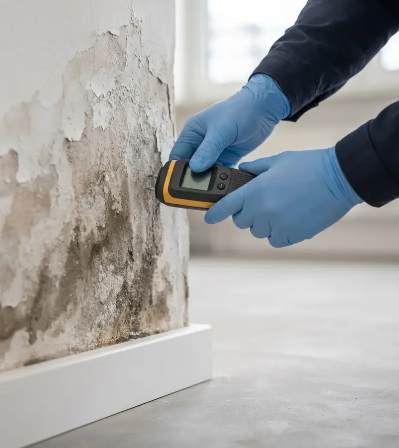 Muro con umidità di risalita e distacco dell'intonaco a Vicenza
